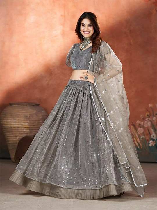 Grey Georgette Lehenga with Stylish Blouse