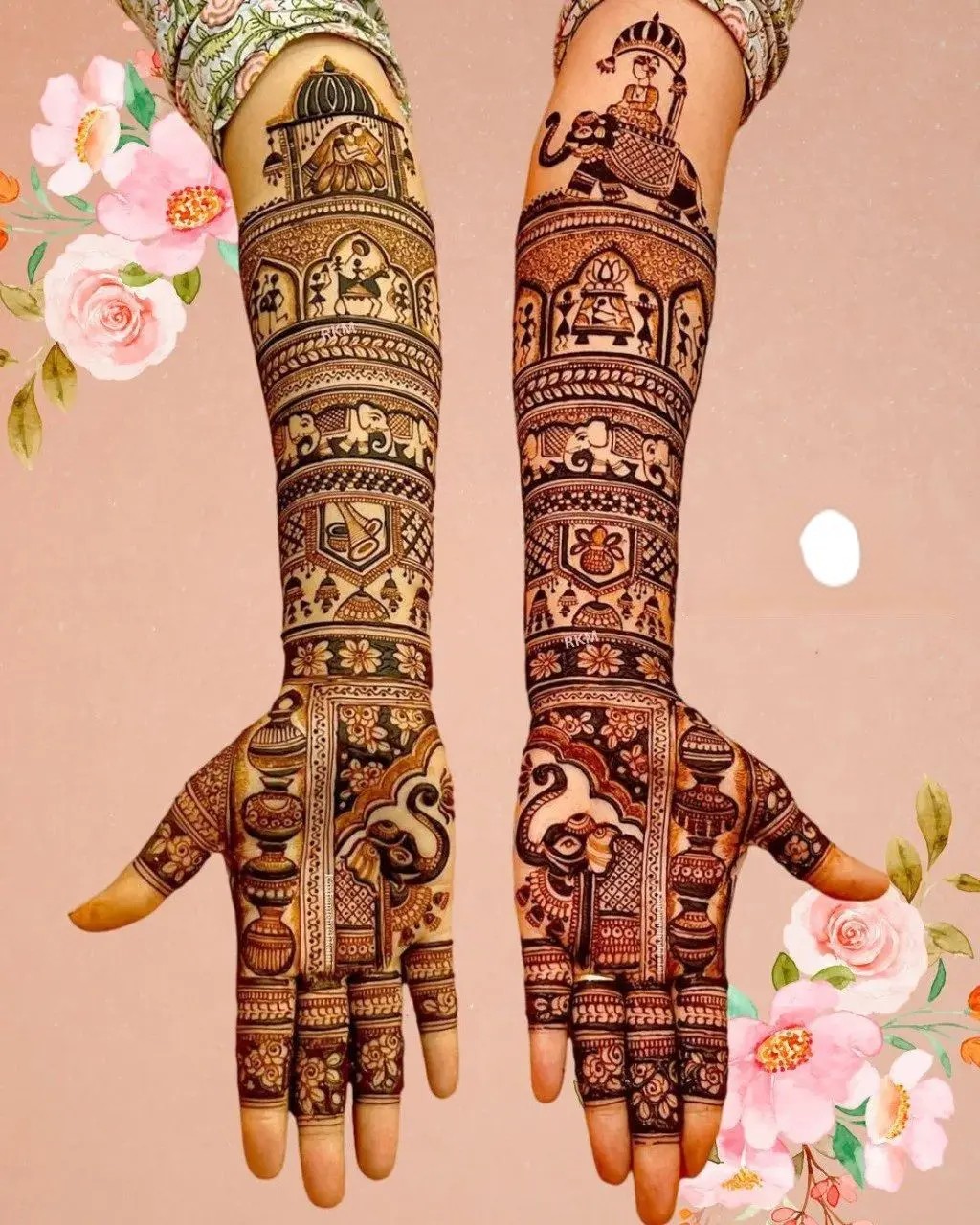 Modern Mehndi Design - elephants