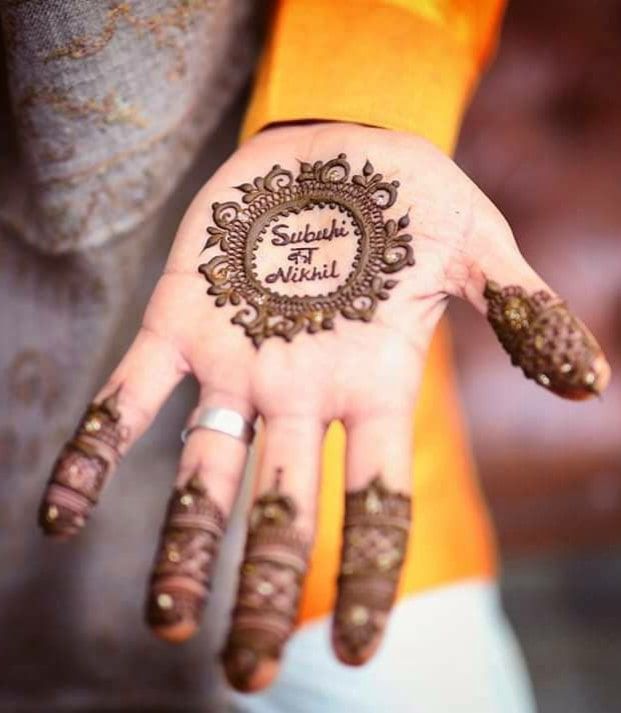 Groom Mehndi Design _ mandala with names