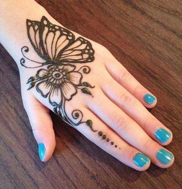 mehendi designs for kids _ back butterfly