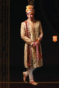 Manyavar Groom Sherwani Silk Embroidered