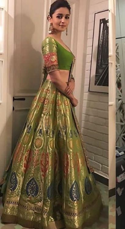 Green Banarasi Lehenga