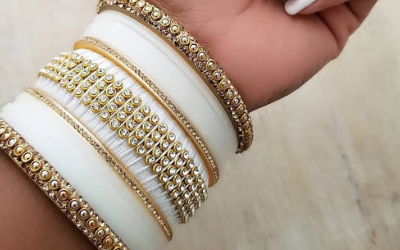 White Chura and Polki bangles 