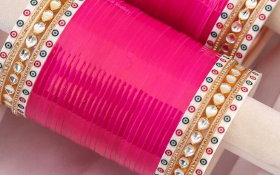 Hot pink bridal Chura designs