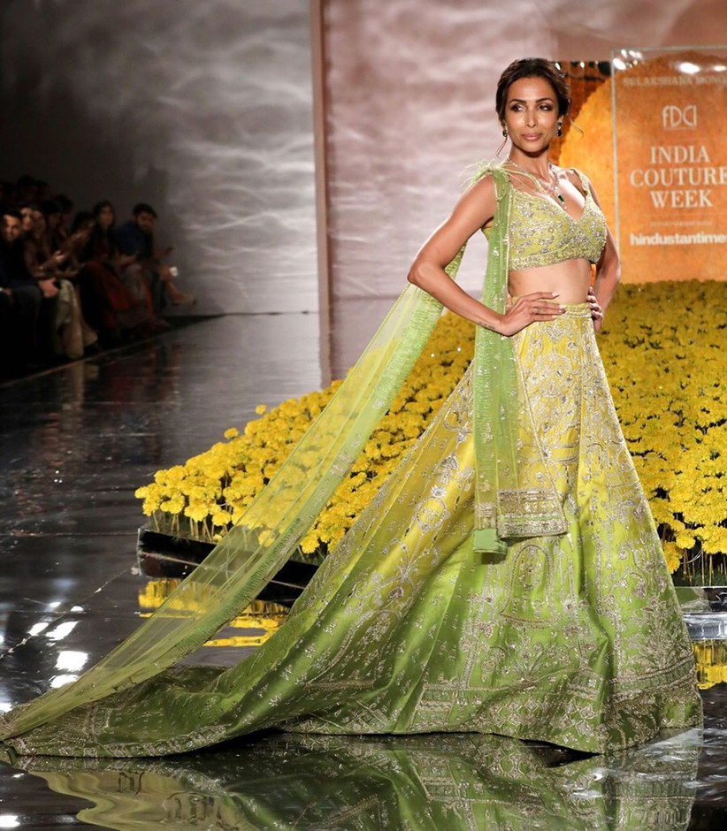 Green Lemon Yellow Lehenga Design