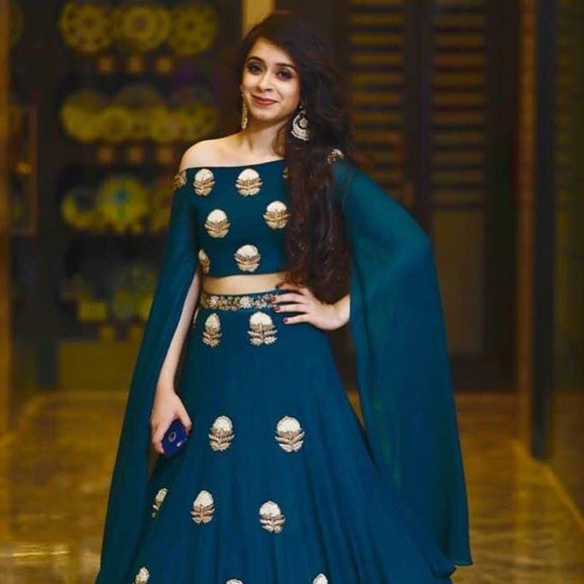 Teal Blue Cape Lehenga