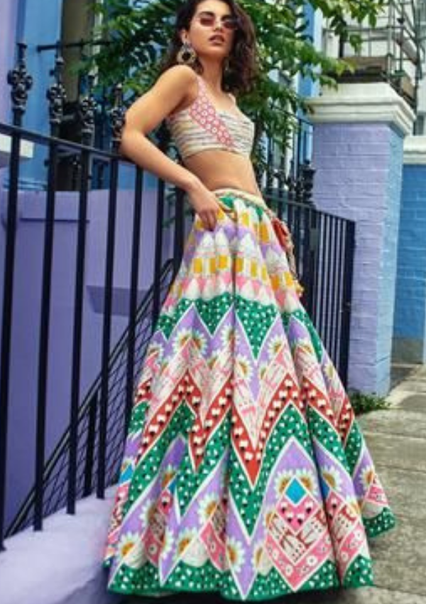 Hand Painted Chevron Lehenga