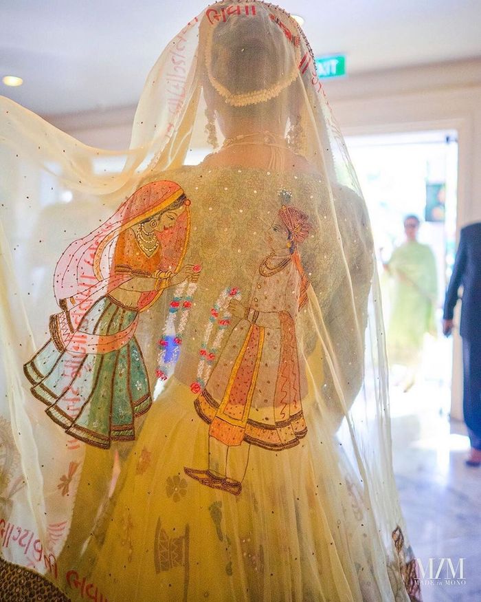 Yellow Hand Painted Divinity Lehenga