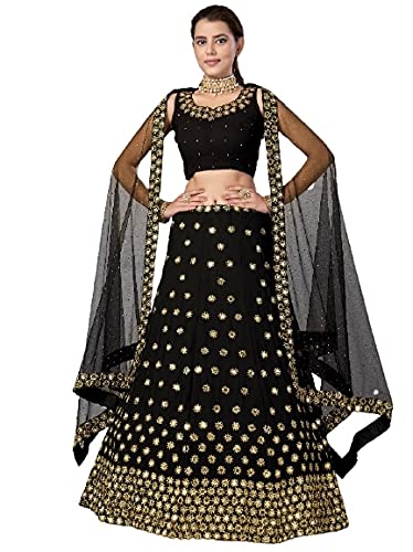 Black Mirror Work Lehenga Designs