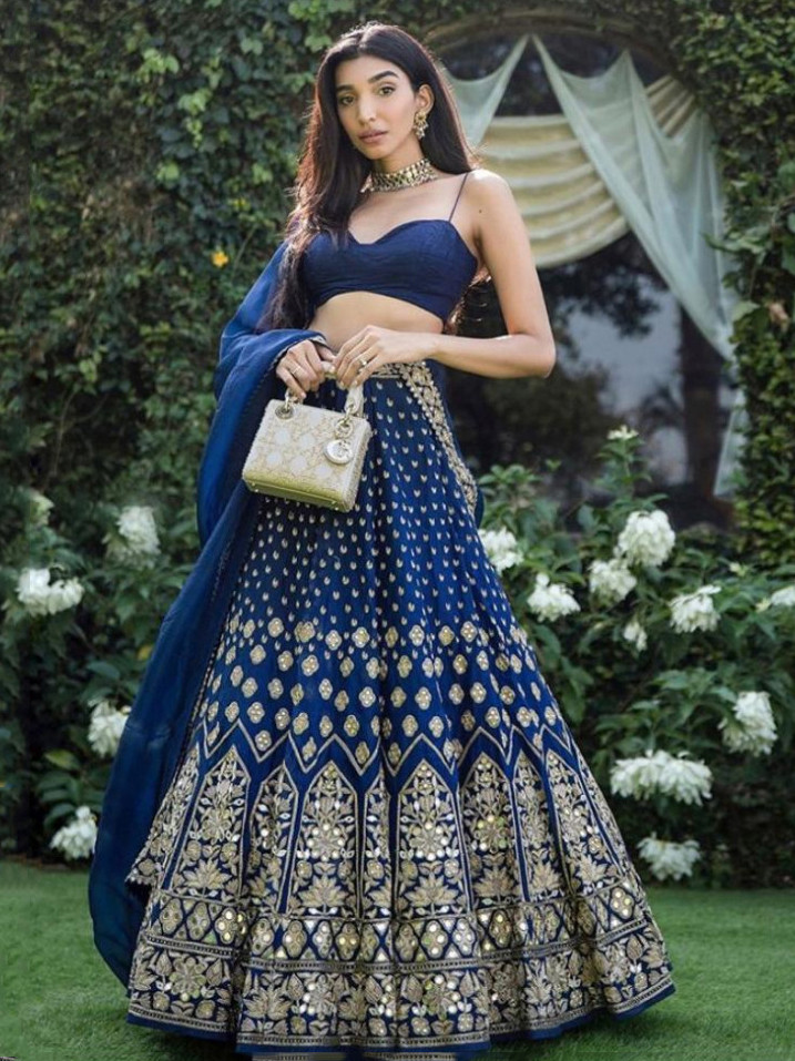 Blue Mirror Work Lehenga