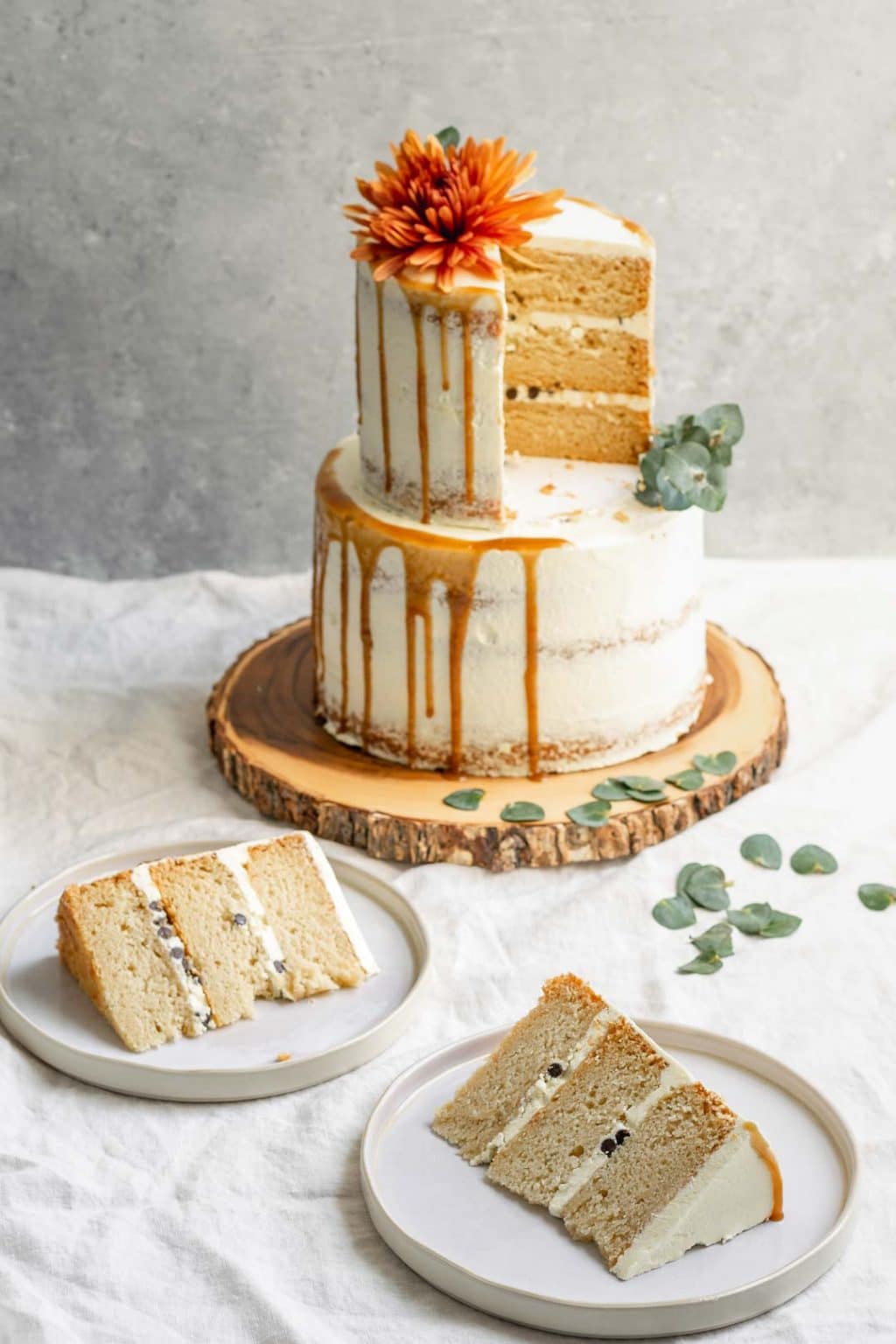 2-tier caramel drip engagement cake designs