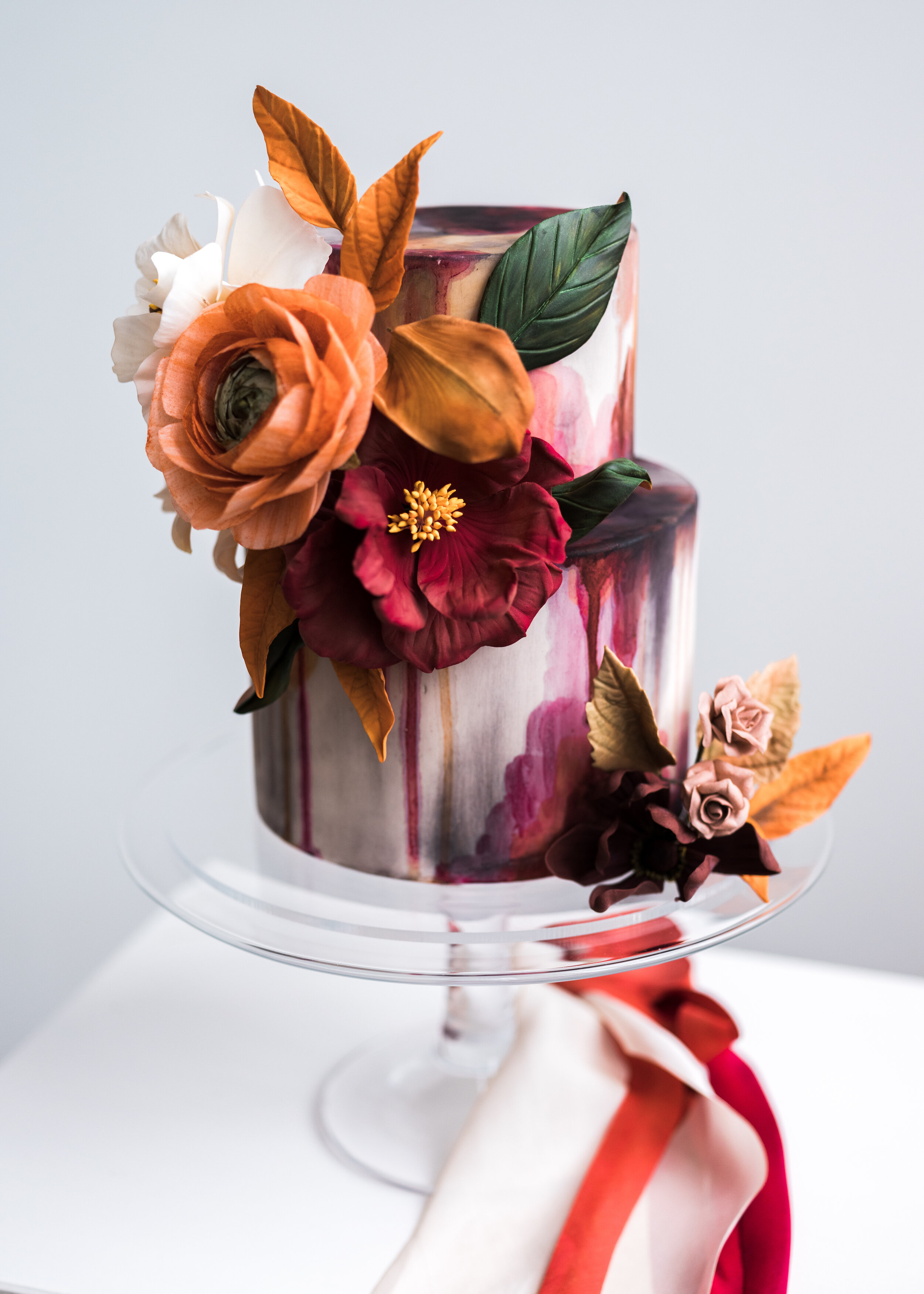 hand painted floral engagement cake designs