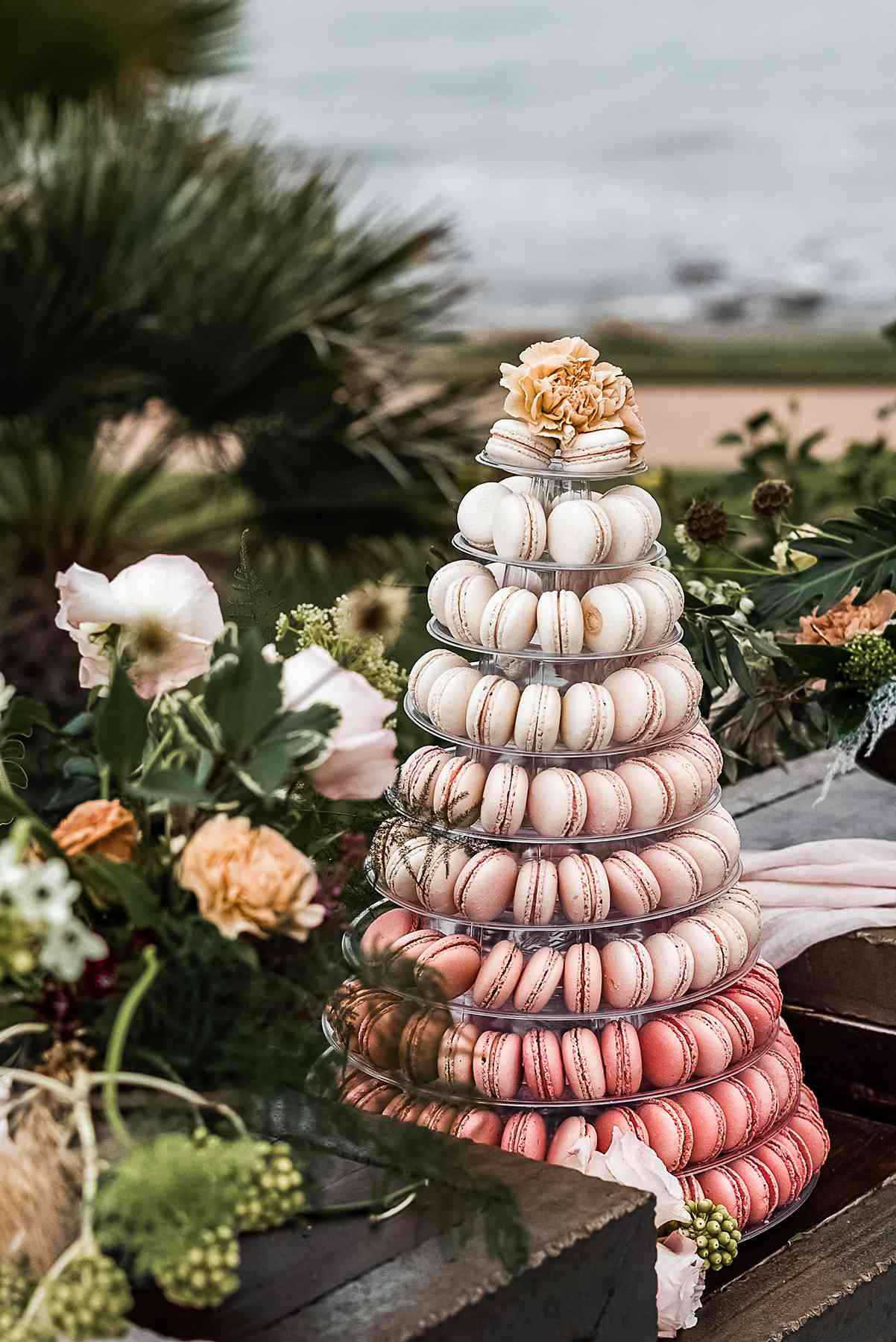 macaron tower engagement cake designs