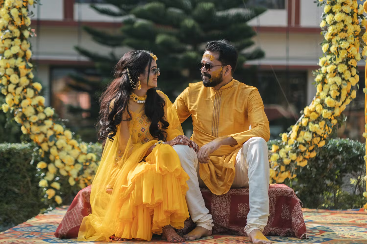 Bengali Haldi Look - matching outfit