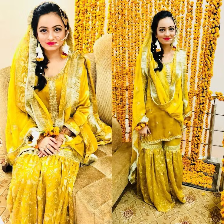 Bengali Haldi Look - sharara