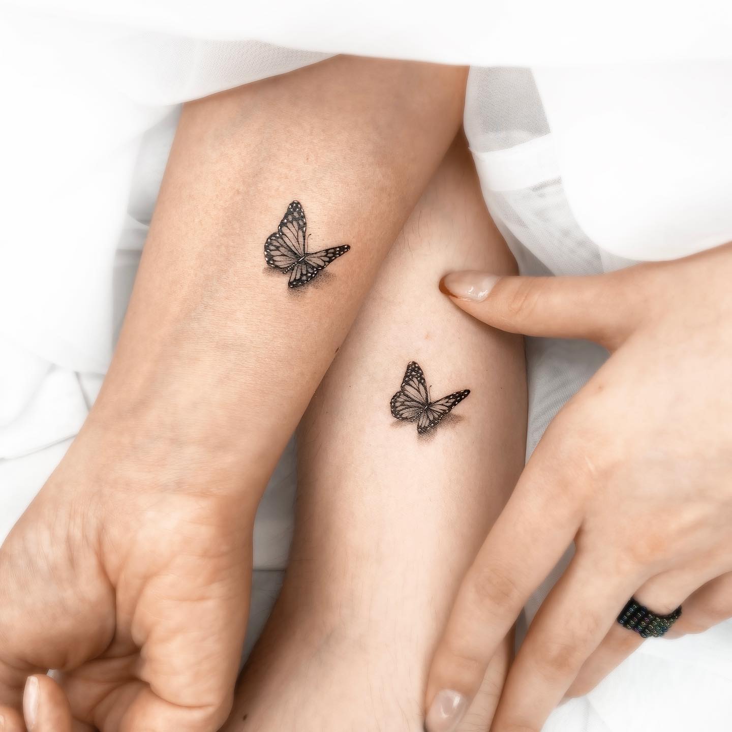 3d butterfly tattoo for couples with shadow effect