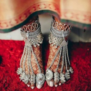 bohemian bridal payal design silver