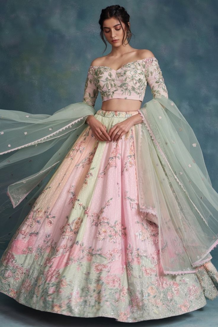 Pastel Floral Lehengas