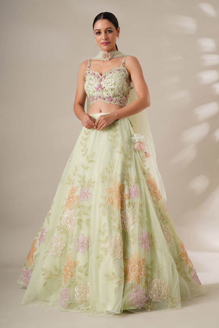 Light Floral Lehenga Designs