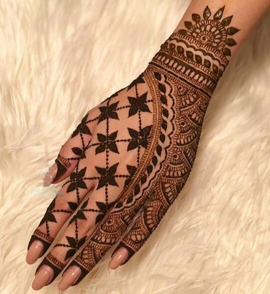 combination design - finger mehendi designs