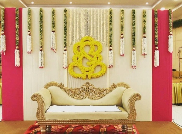 Engagement Stage Decoration - floral ganesh