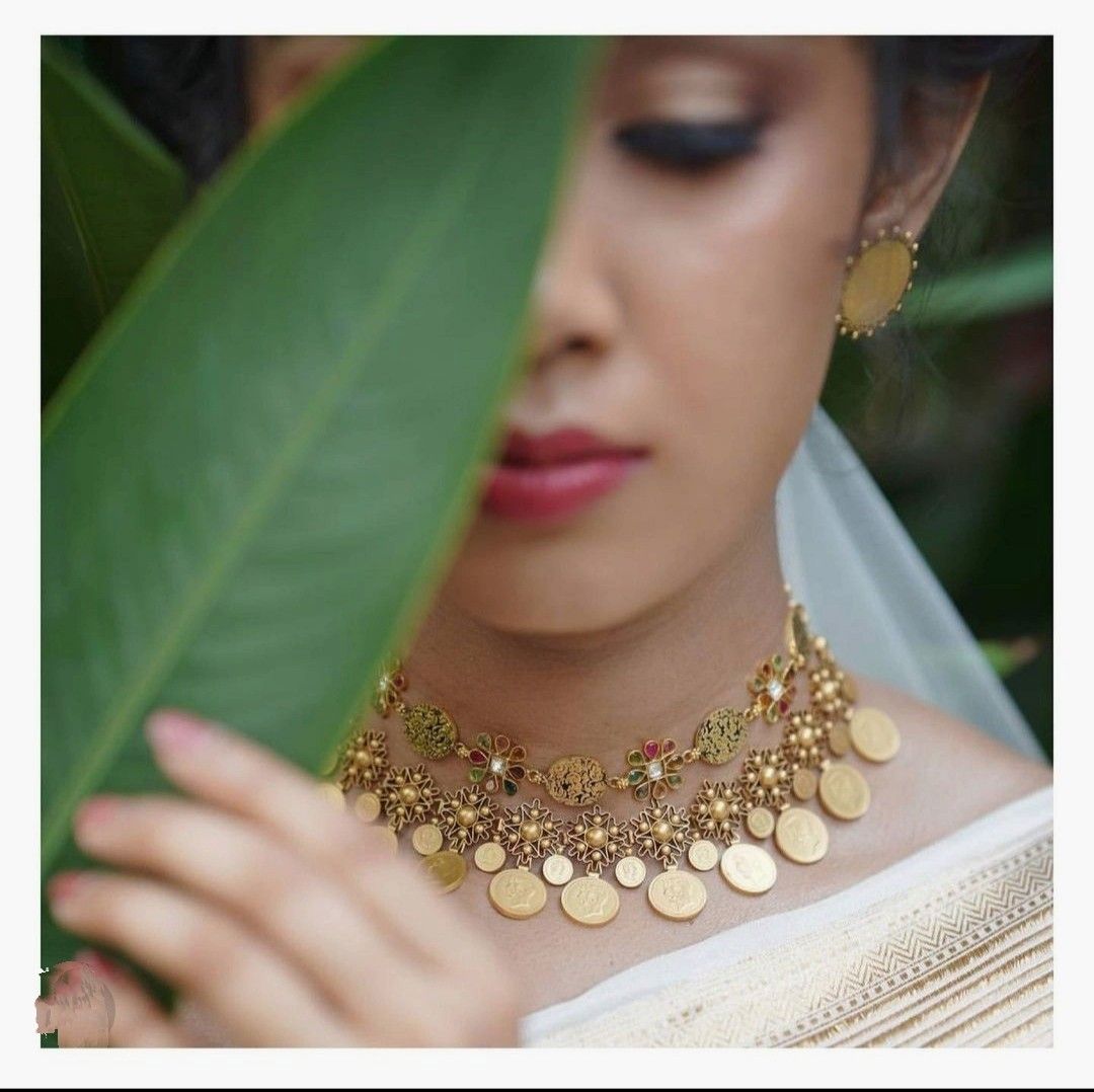 coin necklace - bridal gold necklace designs