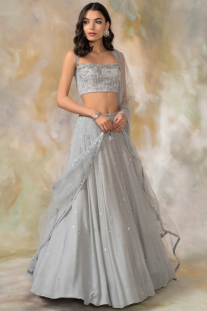 Light Grey Shimmery Lehenga