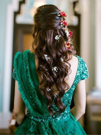 loose half up half down - lehenga hairstyles