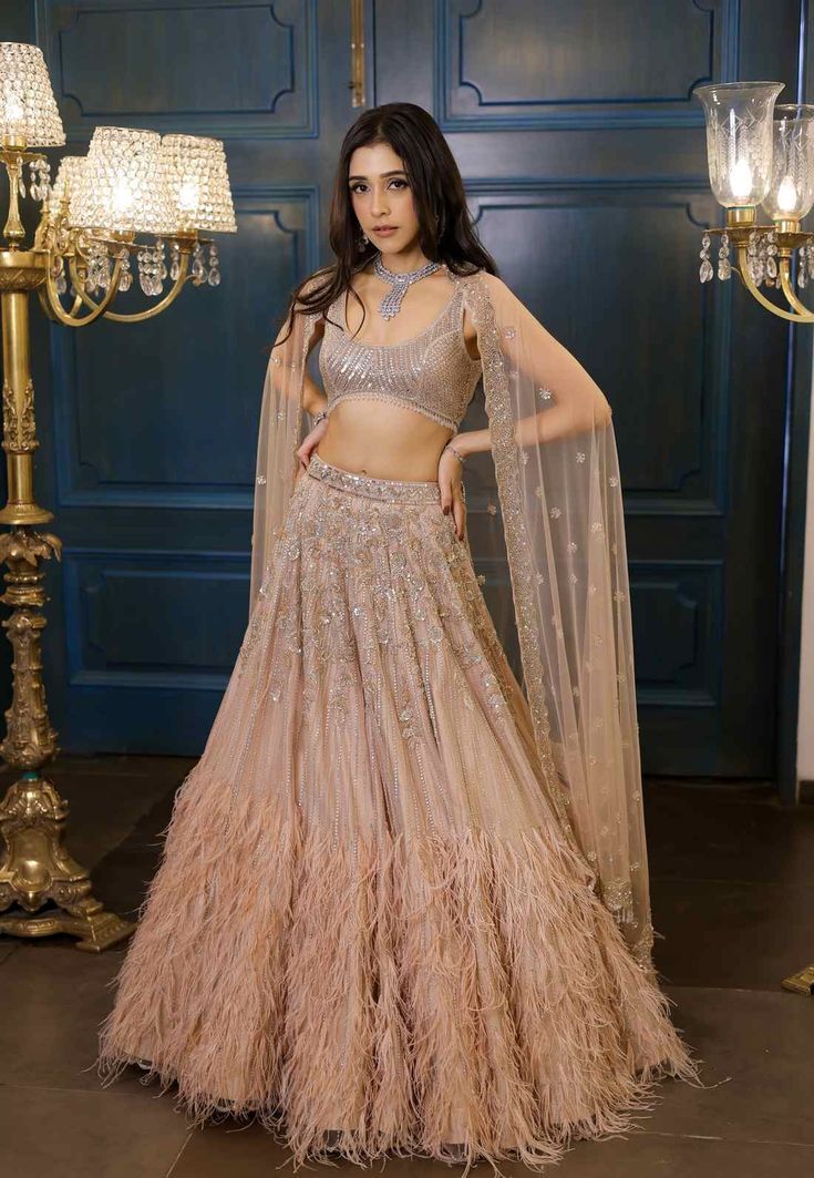 Feather Embellished Lehengas - lehenga designs