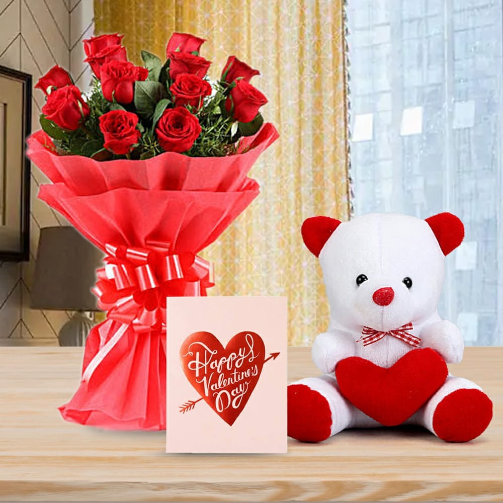 Red Rose and cards for valentines day Surprise gifts