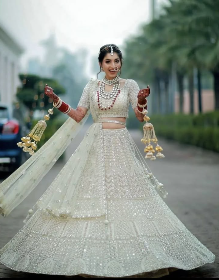 White Indian wedding lehenga 