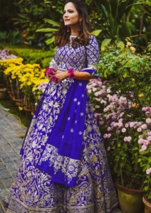 Azure Lehenga with Zardosi and Mirror Work
