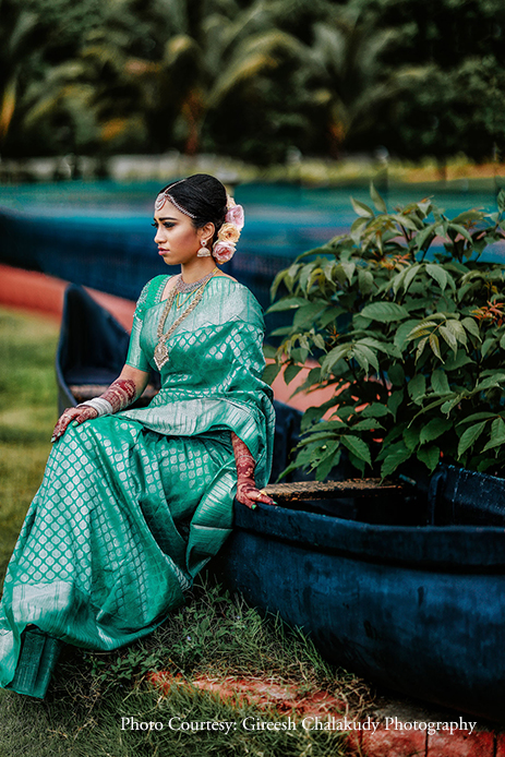 aqua green traditional saree for wedding