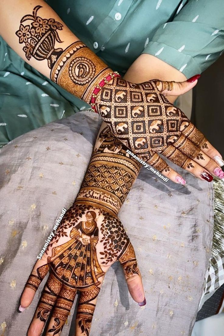 baby elephant mehndi design with mesh pattern