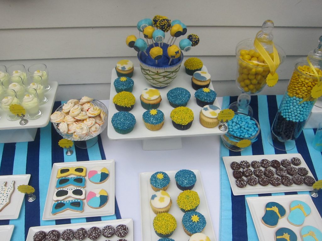 pool party themed baked cookies