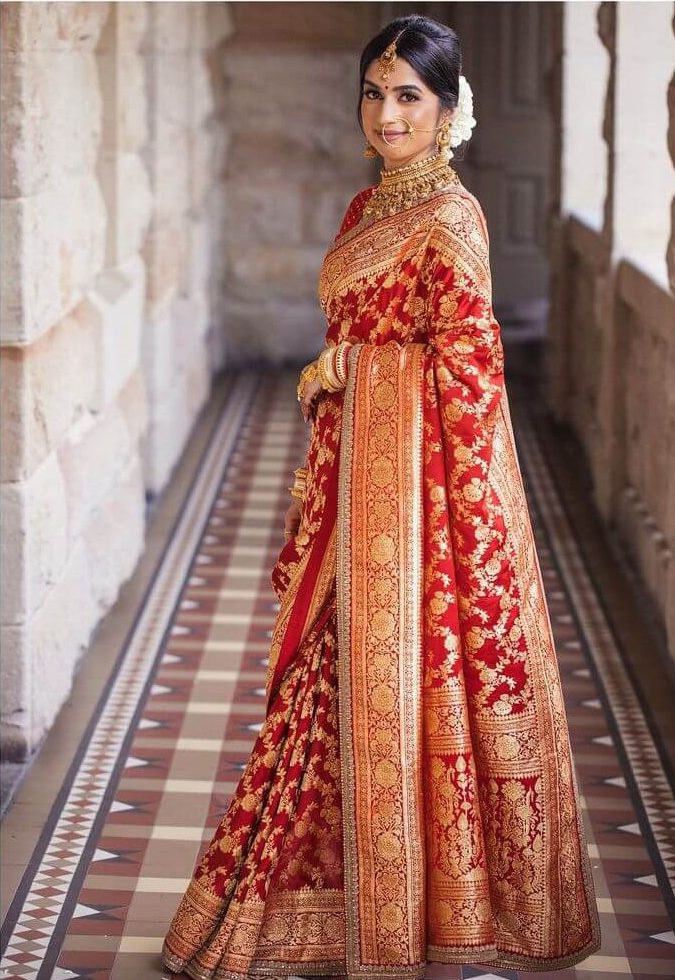 Bengali Haldi Look - banarasi saree