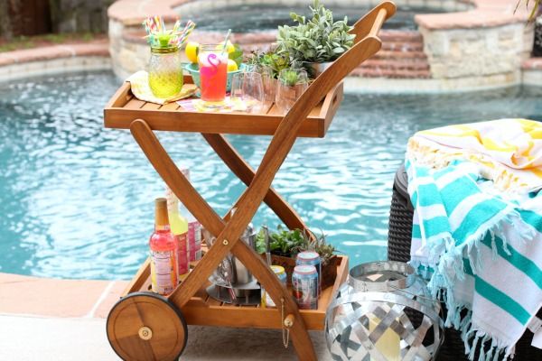 bar cart pool party ideas