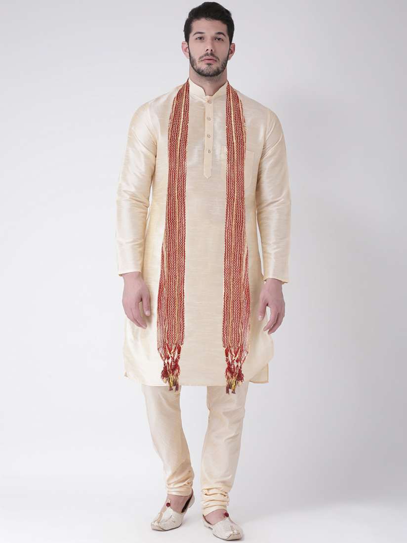 beige raw sillk kurta churidaar