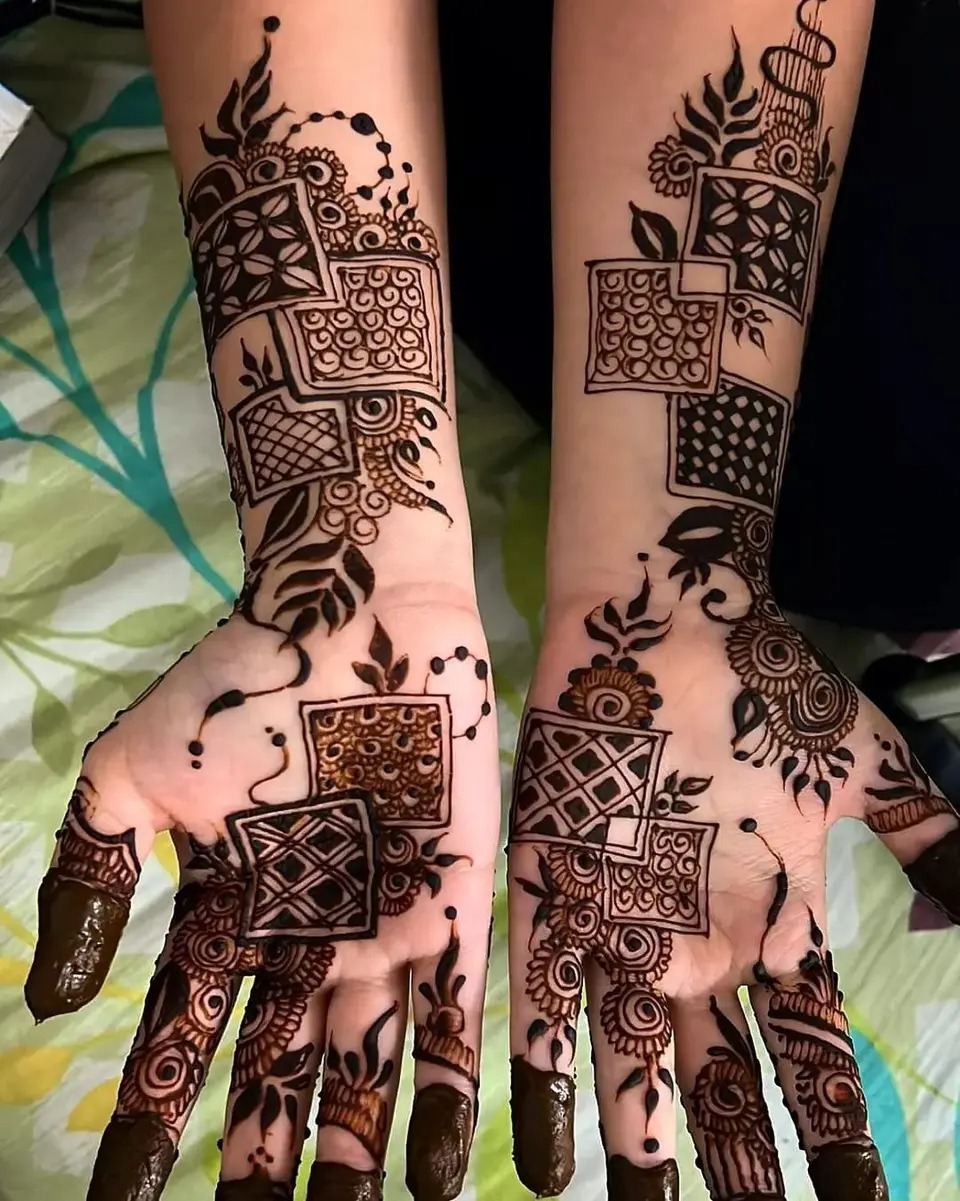 boxed design - full hand mehendi designs