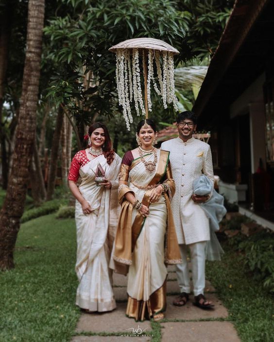 floral umbrella bridal entry for south indian wedding