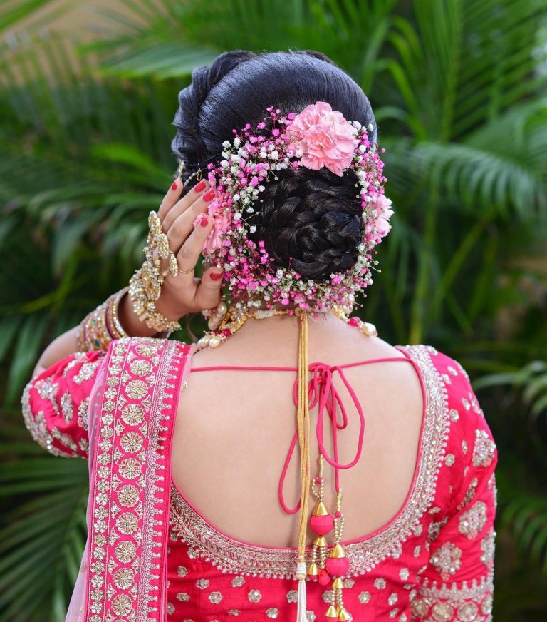 bun with one sided braid - bridal hairstyles