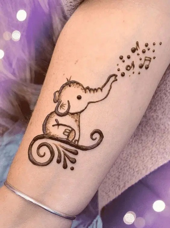 Small Mehndi Design - cartoon elephant