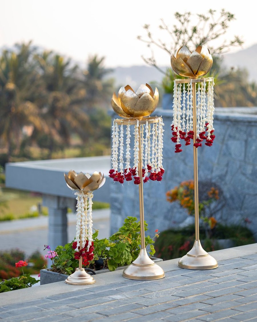 lotus stands centerpiece for south indian wedding decor