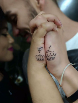 couple crown tattoo