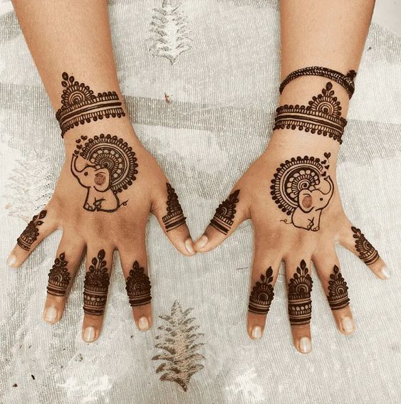 cute and adorable baby elephant motifs for mehndi design