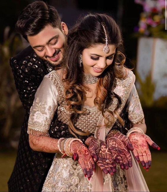 cute bride and groom mehndi poses