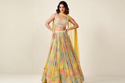 designer lehengas floral print multicolor