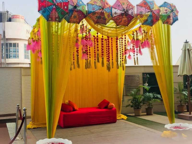 Background Haldi Decoration - drape it up