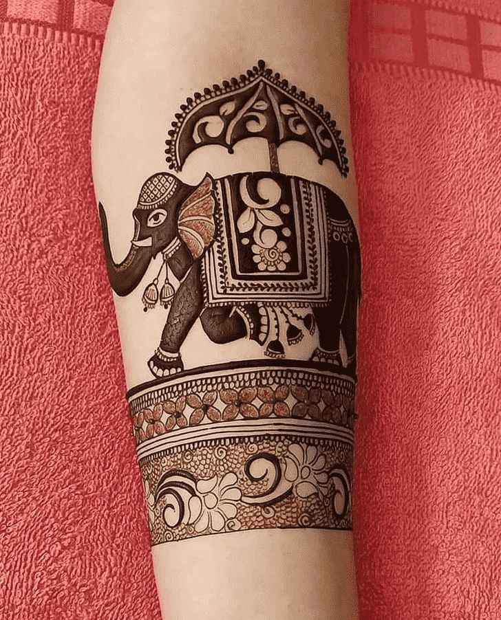 elephant motifs mehndi design