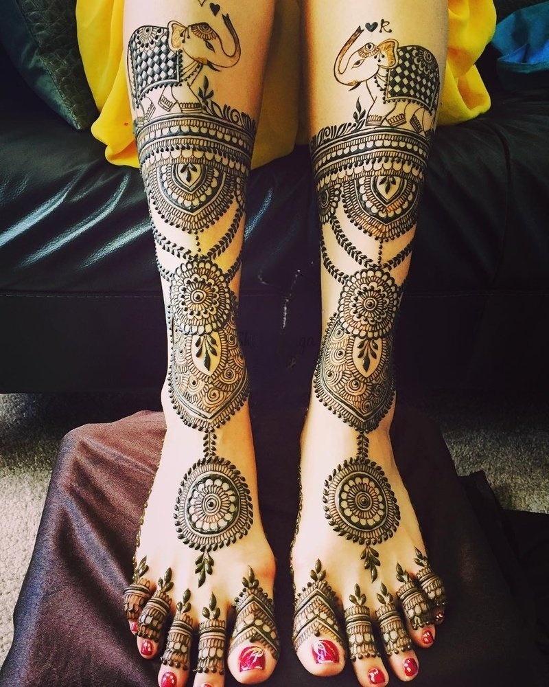 elephant motifs leg mehndi designs